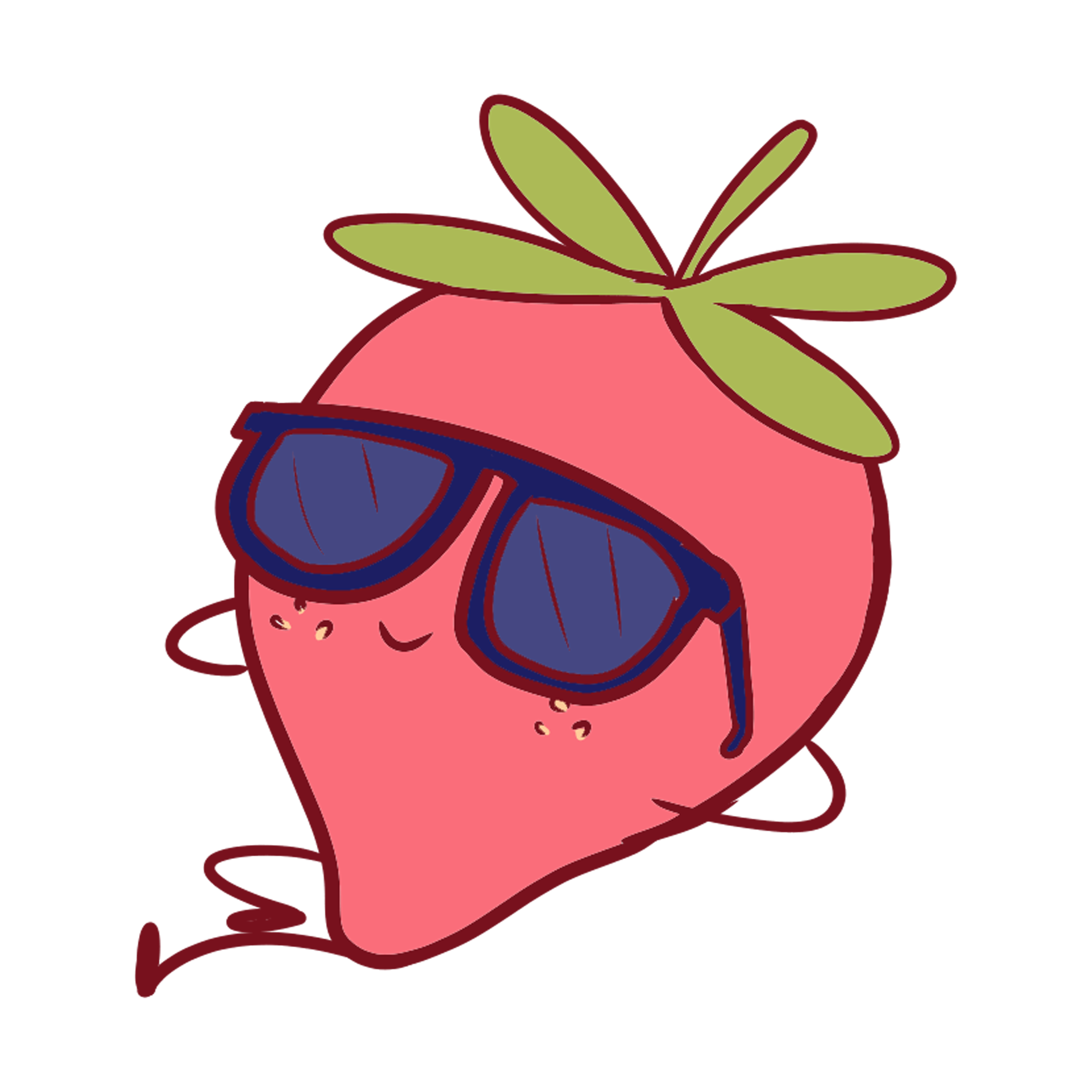 Strawberry relaxing with sunglasses on