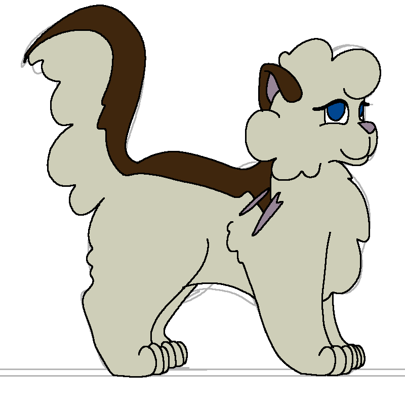 Fluffy cream cat with a brown stripe on her back