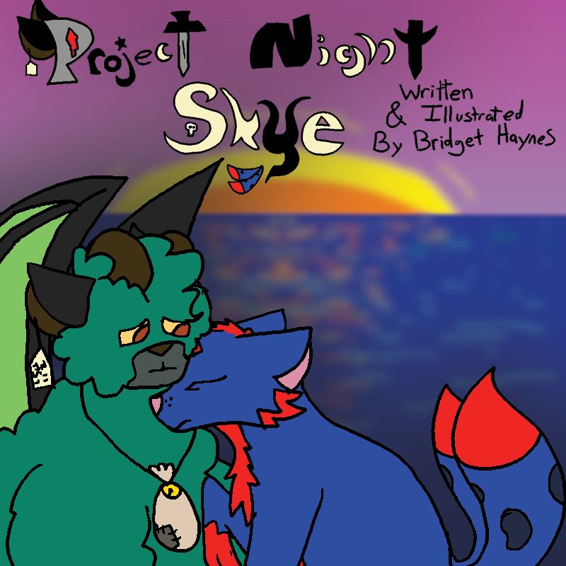 Cover For Project Night Skye Comic featuring a teal ram with dragon's wings and a blue and red fox